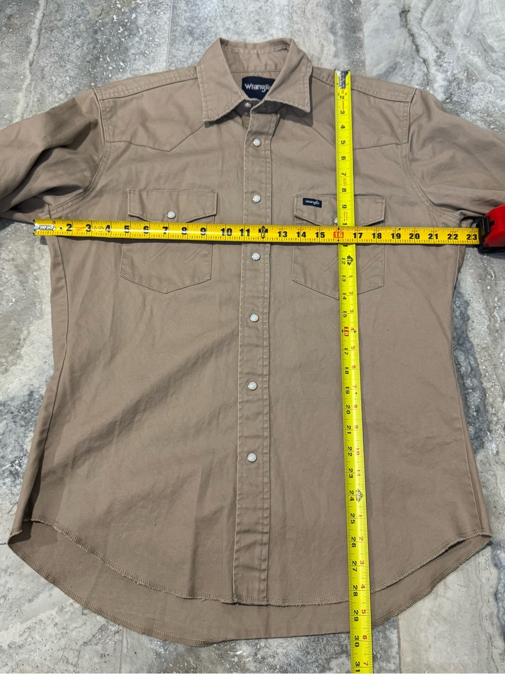 Wrangler Men's Tan Button-Front Western Shirt - Picture 4 of 9